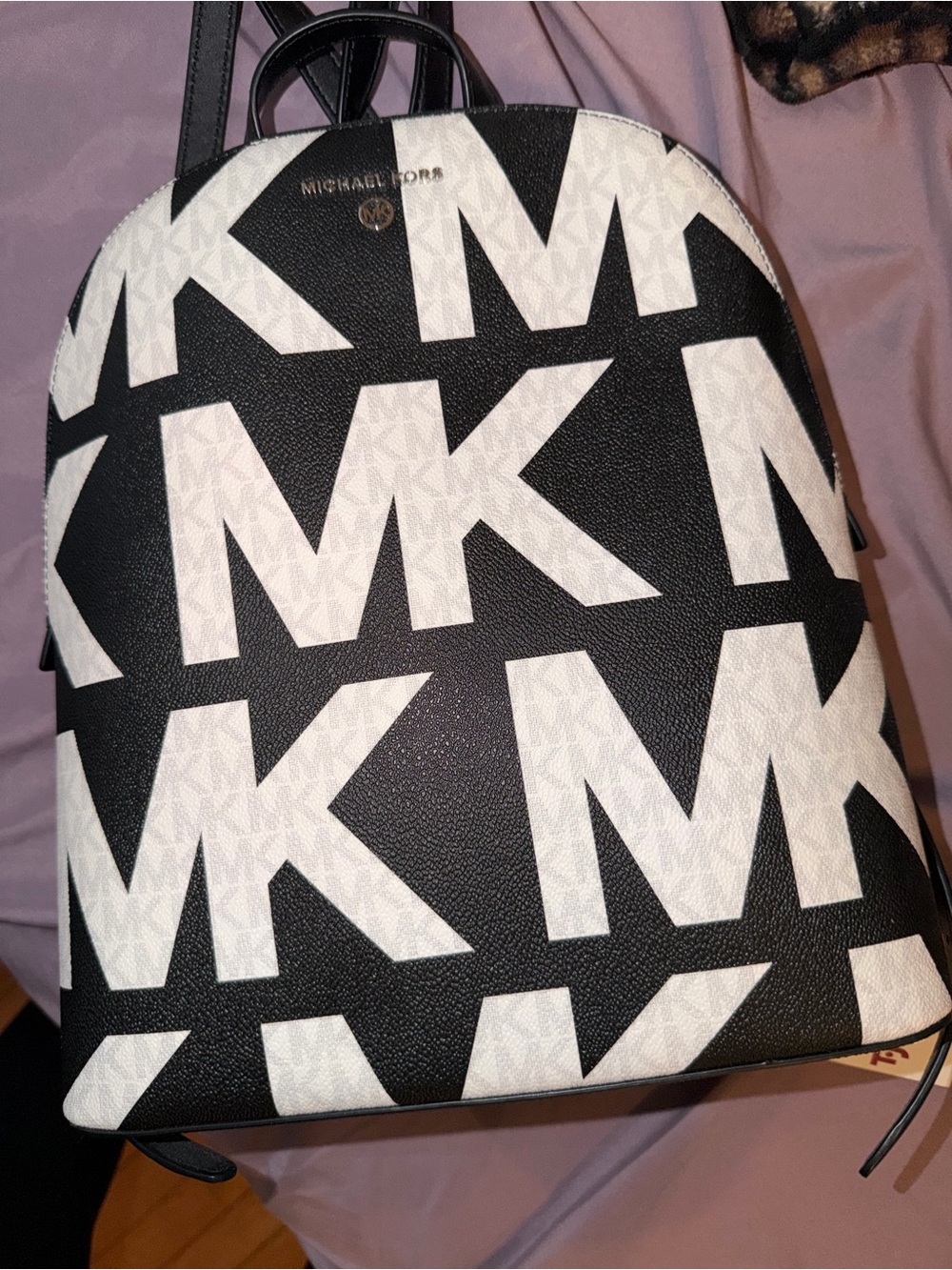 Michael Kors Black and White Logo Mini Backpack - Picture 2 of 2